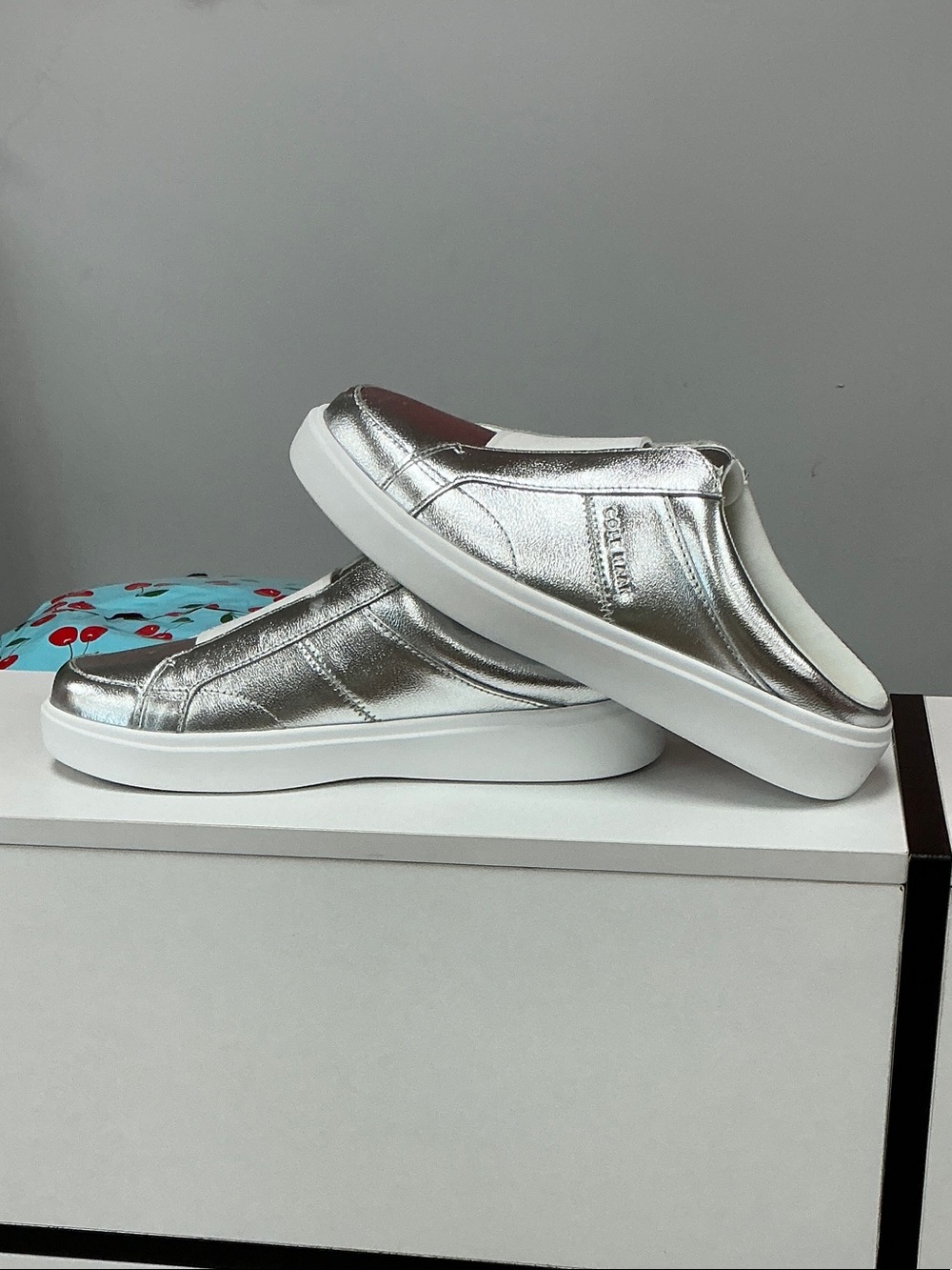 Cole Haan Silver Metallic Slip-On Mule Sneakers